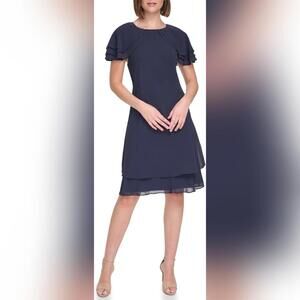 NWT Jessica Howard Flutter Sleeve Mini Sheath Boat Neck Dress, 16W